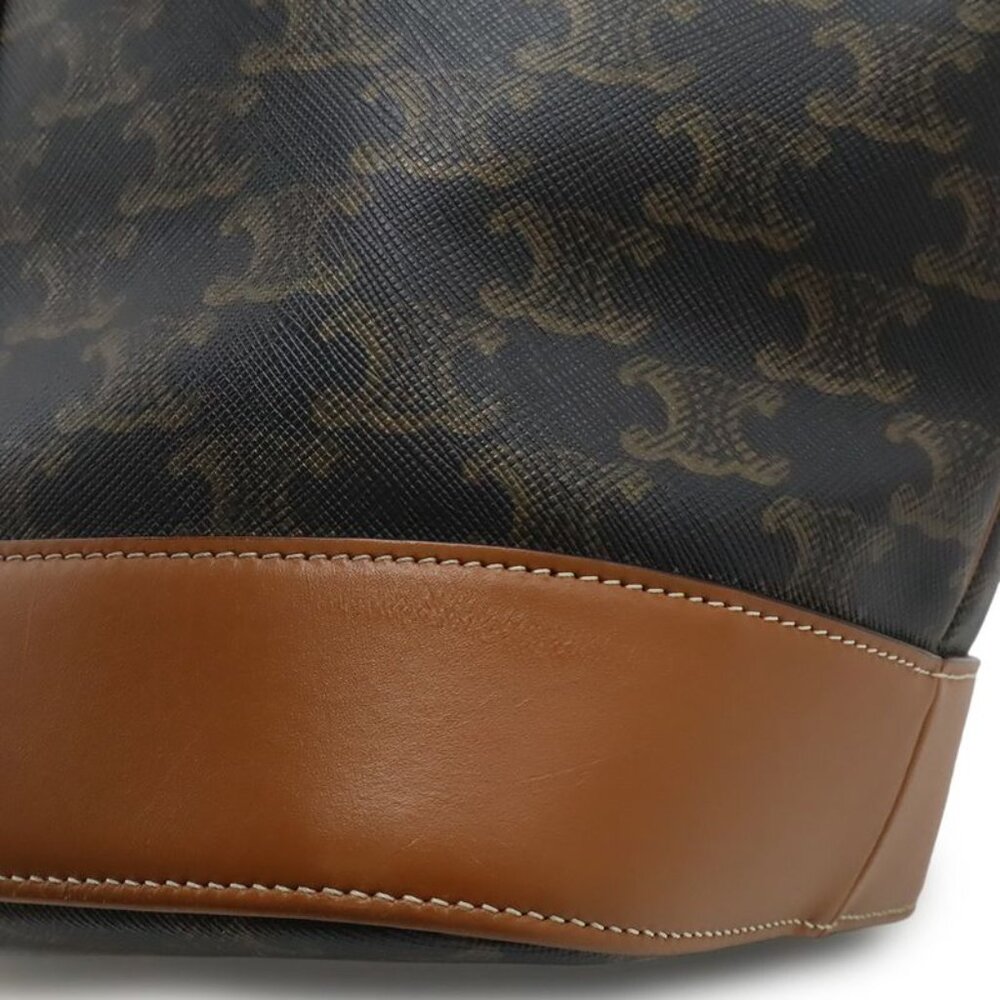 Celine Triomphe Medium Bucket Shoulder Bag Crossbody Triomphe Canvas Calfskin - Picture 8 of 8